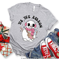 Monogram Bougie Tis The Season Snowman Christmas Tee or Sweatshirt