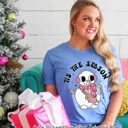 Monogram Bougie Tis The Season Snowman Christmas Tee or Sweatshirt