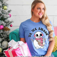 Monogram Bougie Tis The Season Snowman Christmas Tee or Sweatshirt
