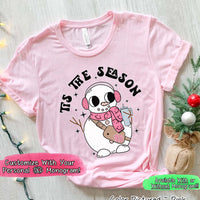 Monogram Bougie Tis The Season Snowman Christmas Tee or Sweatshirt