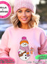Monogram Snowman with Crossbody and Cup Winter Tee or Sweatshirt