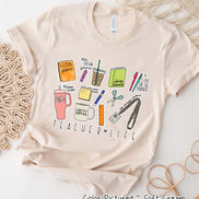Monogram Teacher Life Doodle Icon Tee