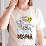Softball Yelling Jesus Loving Mom Tee