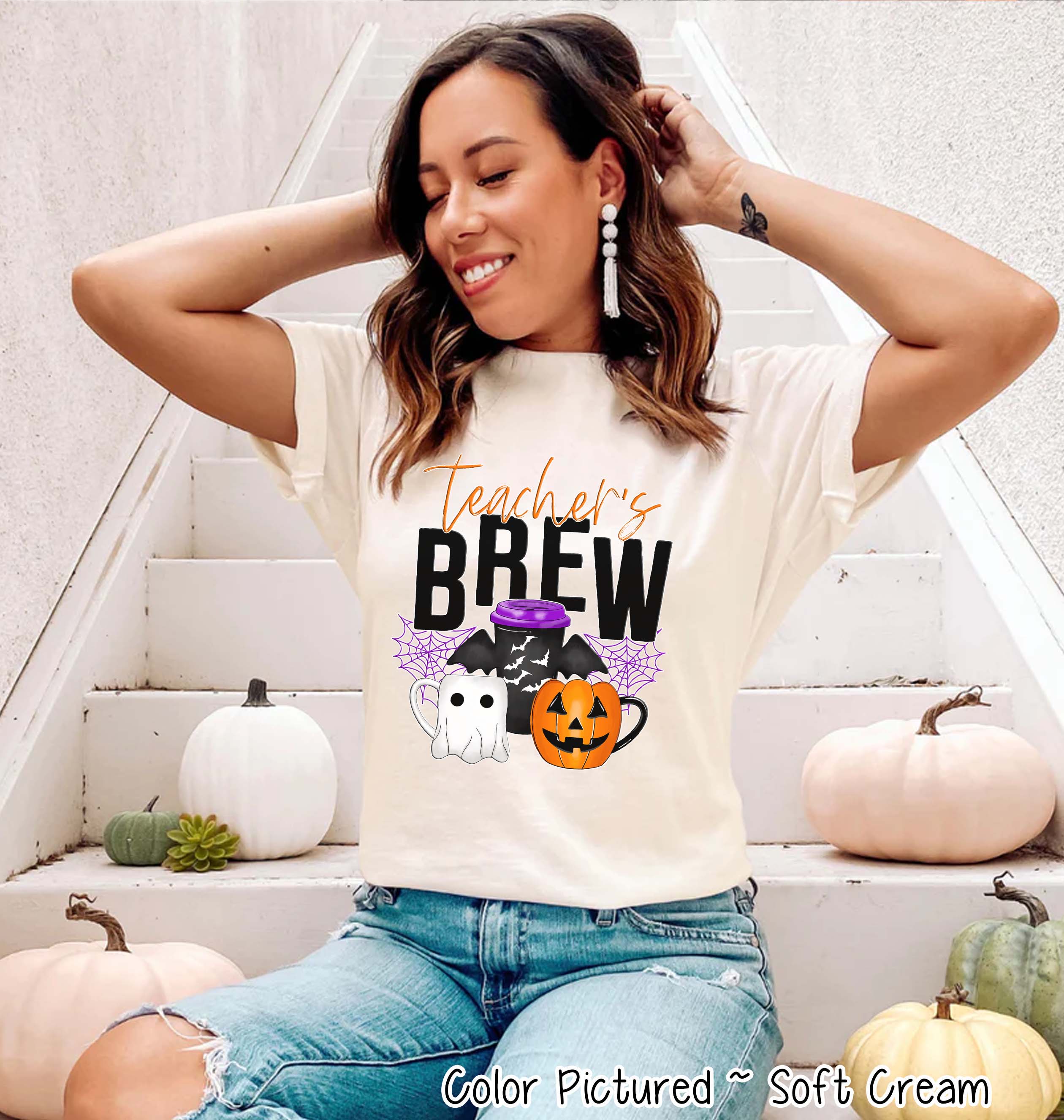 Teacher's Brew Coffee Lovers Teacher Halloween Tee