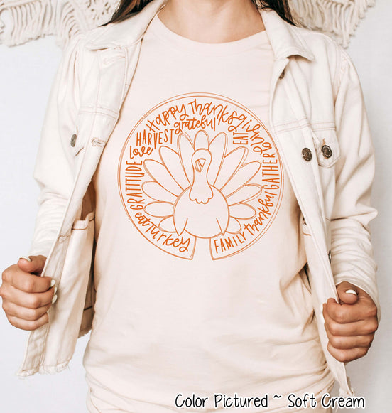 Turkey Doodle Happy Thanksgiving Tee