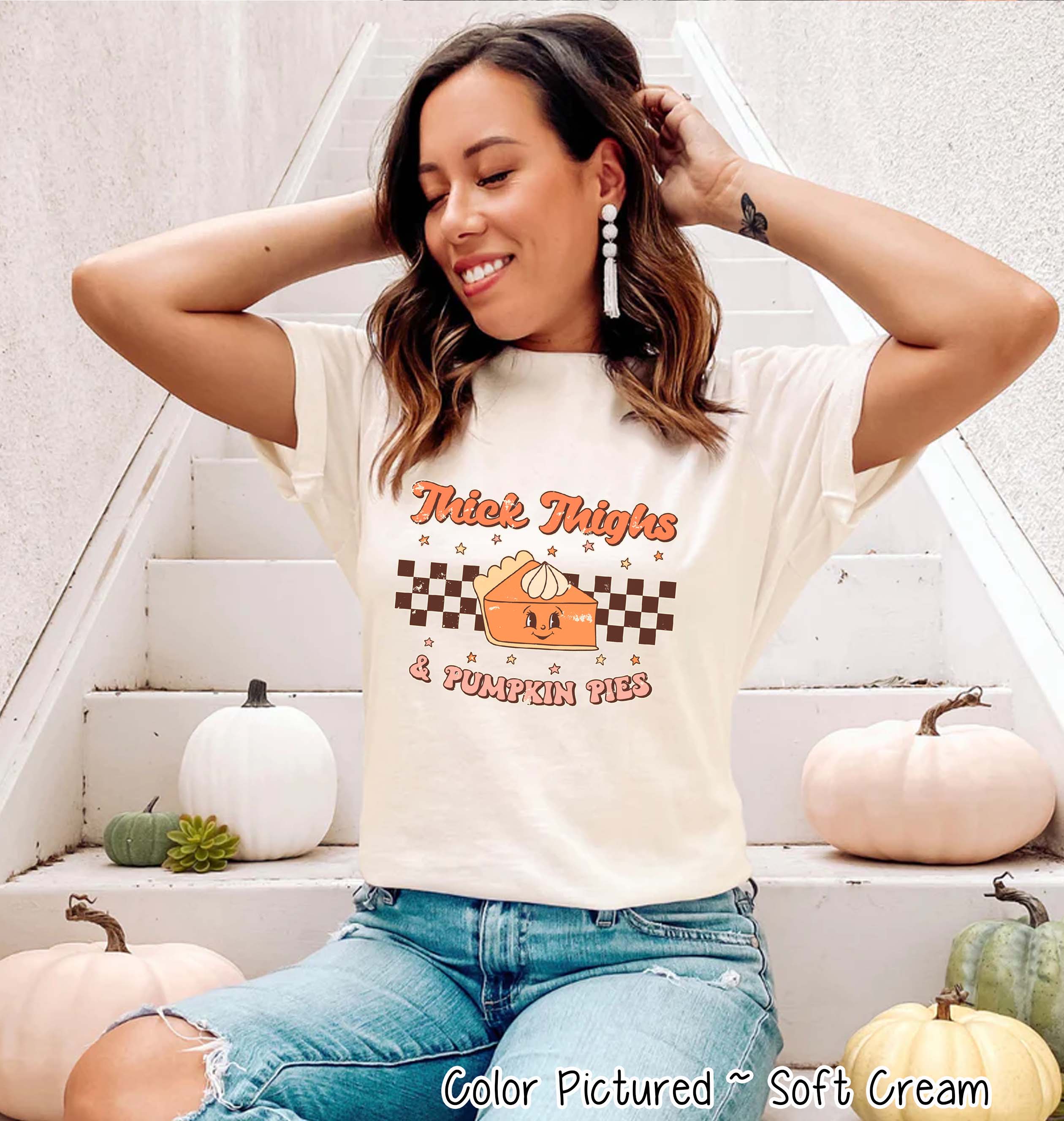 Thick Thighs and Pumpkin Pies Funny Thanksgiving Tee