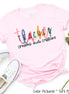 Teacher Colorful Crayons Kids and Caffeine Tee