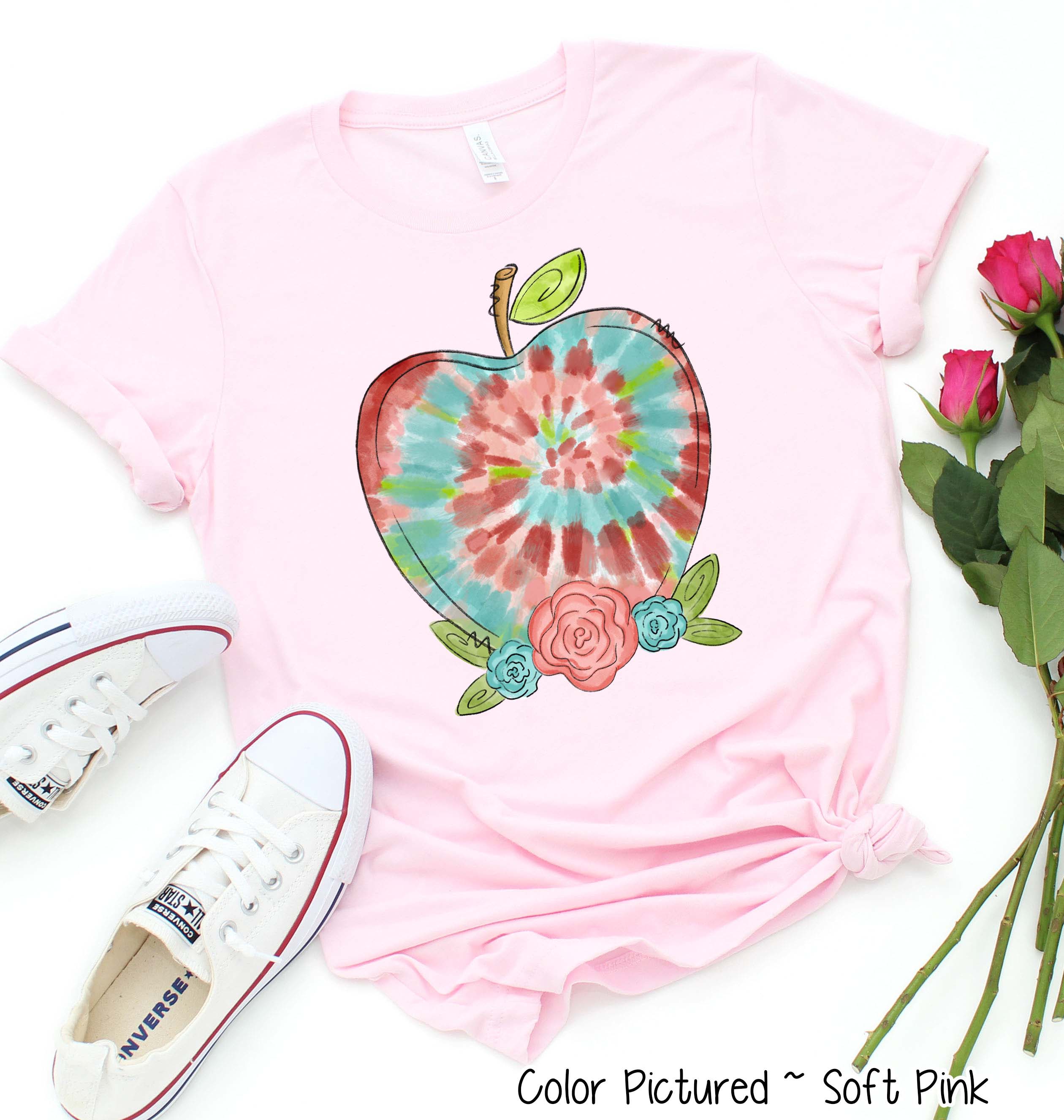 Tie Dye Apple Back to School Tee