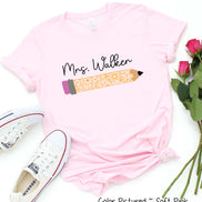 Personalized Zen Floral Pencil Back To School Name Tee