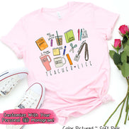 Monogram Teacher Life Doodle Icon Tee