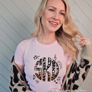 Band Choir Music Notes Leopard Big Monogram Tee