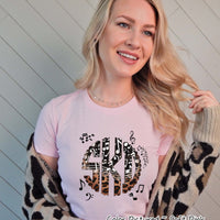 Band Choir Music Notes Leopard Big Monogram Tee