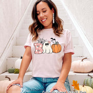 Boo Cute Ghost and Pumpkin Halloween Tee