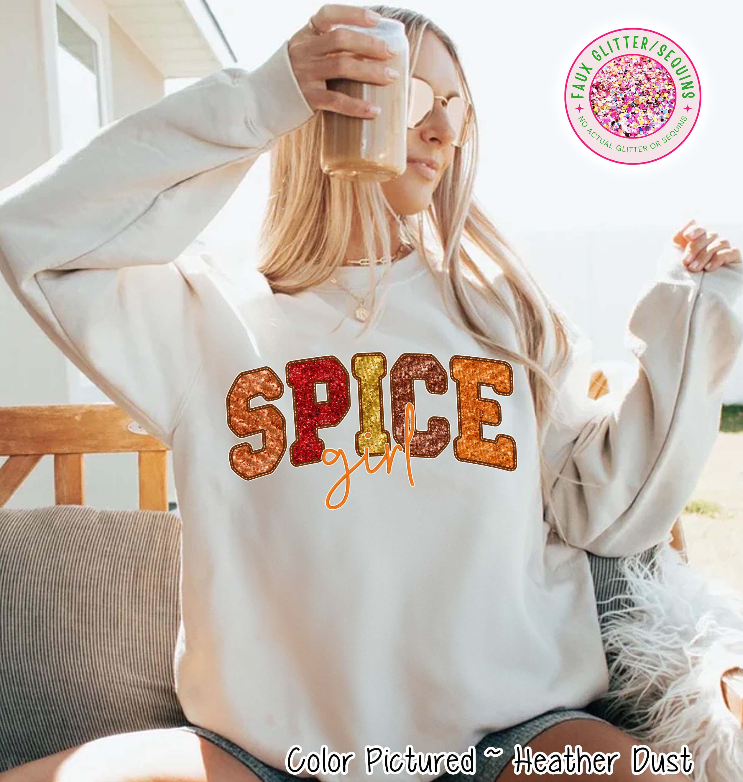 Faux Sequin Effect Spice Girl Fall Sweatshirt or Tee