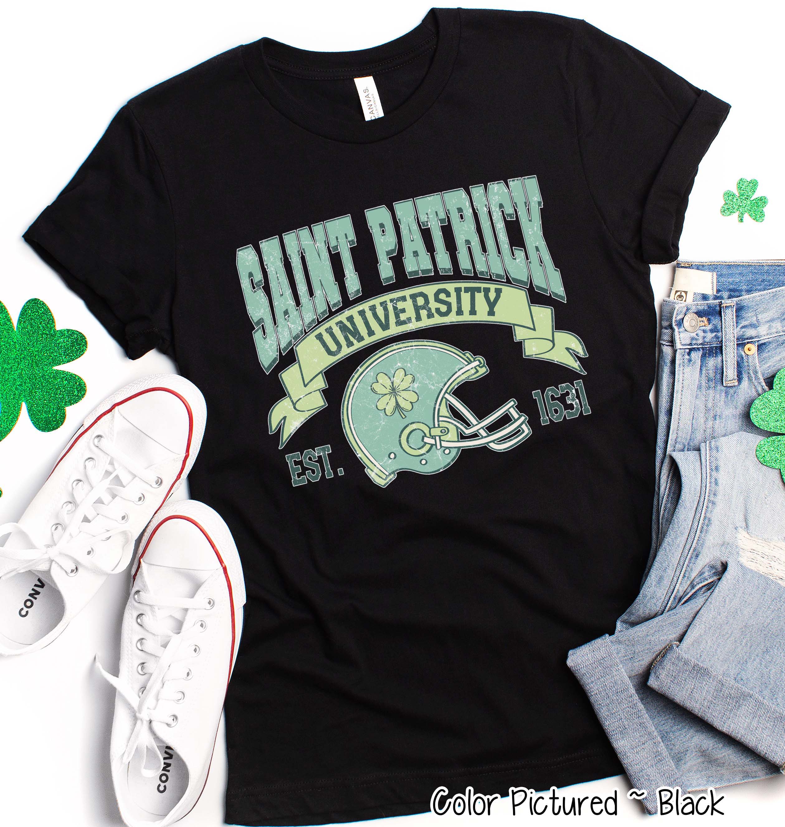 Retro Saint Patrick University St Patricks Day Tee or Sweatshirt