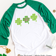 Monogram Watercolor Clover Trio St Patricks Day Tee
