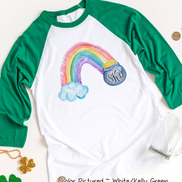 Monogram Watercolor Rainbow & Pot of Gold St Patricks Day Tee