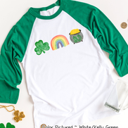Monogram Shamrock Rainbow & Gold St Patricks Day Tee