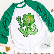 Monogram LOVE & Clover St Patricks Day Tee