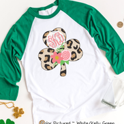 Monogram Leopard Shamrock St Patricks Day Tee