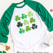 Monogram Watercolor Shamrocks St Patricks Day Tee