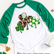 Monogram Leopard Plaid & Dot Shamrock Trio St Patricks Day Tee