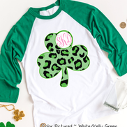 Monogram Green Leopard Shamrock St Patricks Day Tee