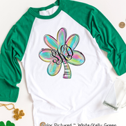 Monogram Colorful Watercolor Shamrock St Partricks Day Tee