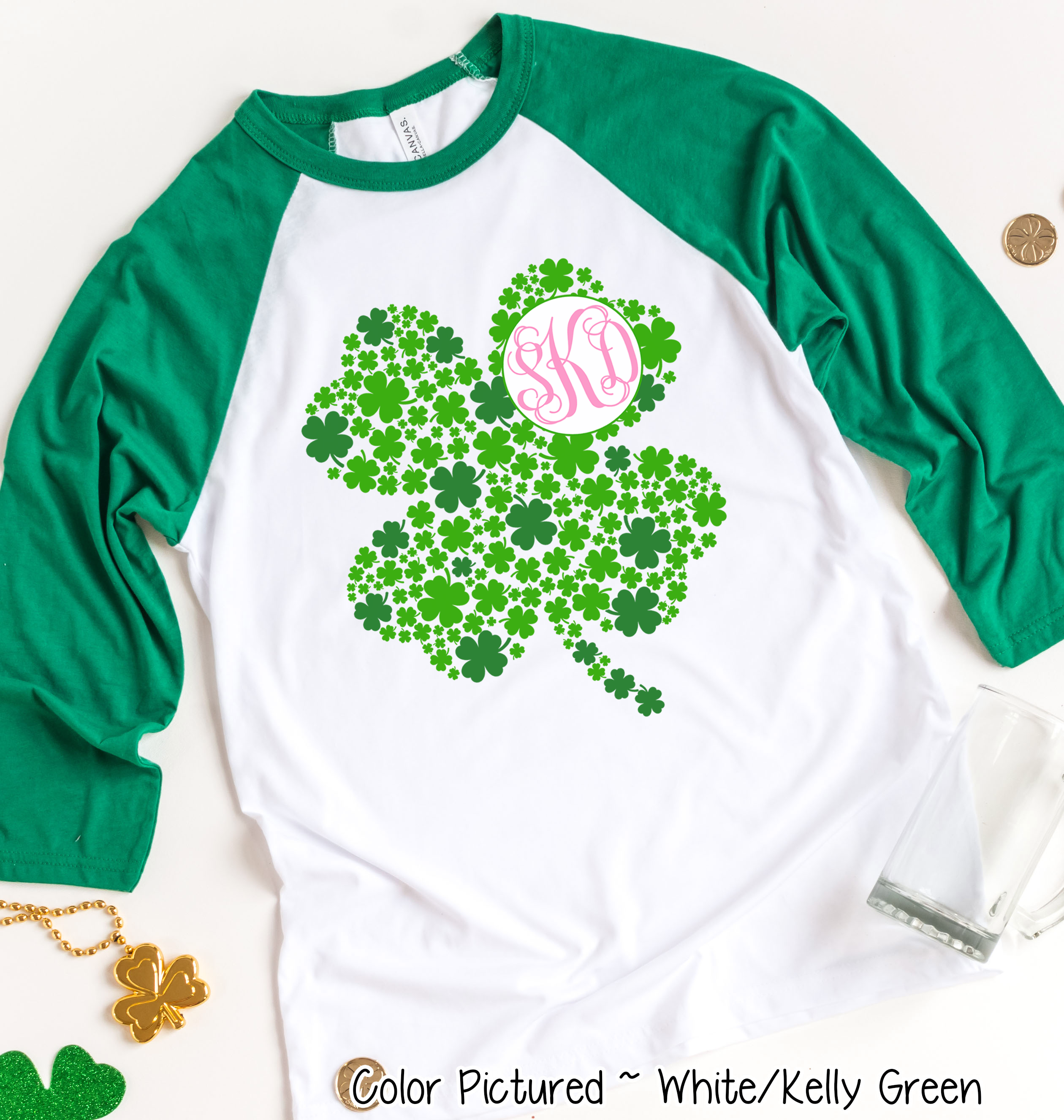 Monogram Multi Clover St Patricks Day Tee