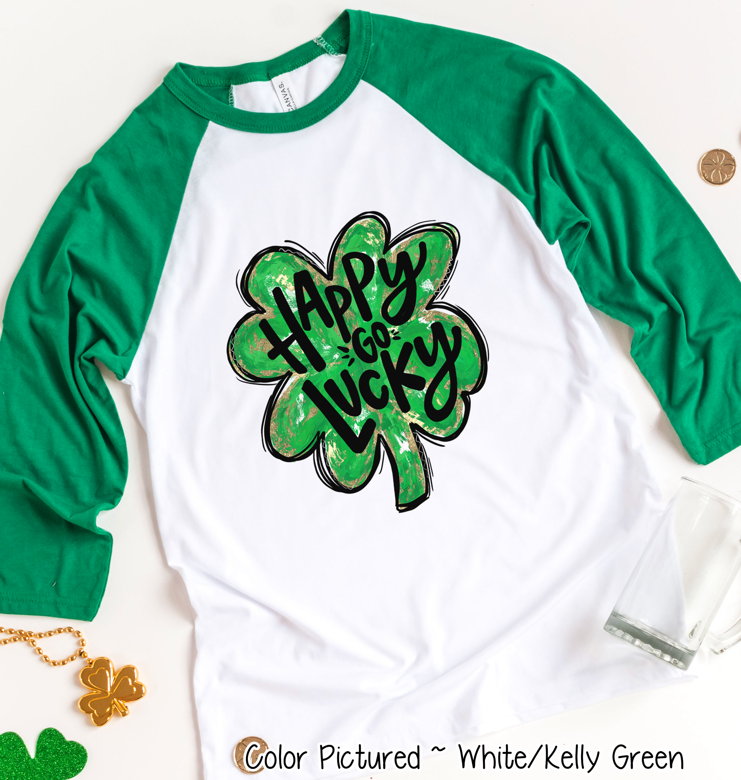Happy Go Lucky Clover St Patricks Day Tee