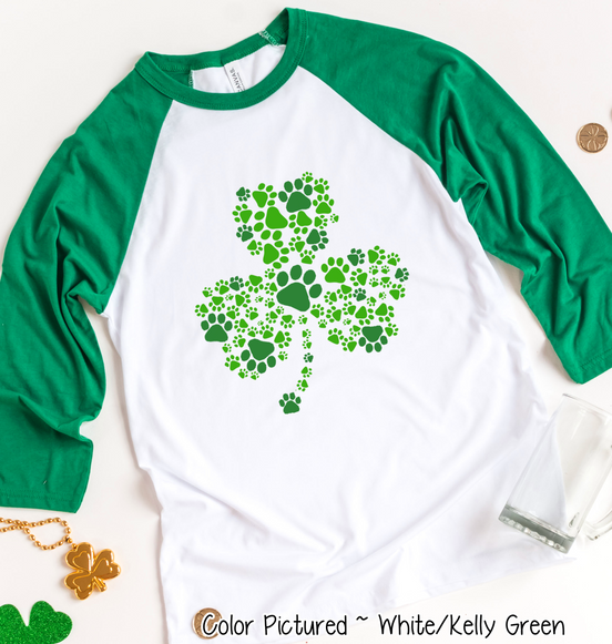 Paw Print Shamrock St Patricks Day Tee