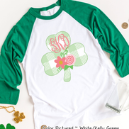 Monogram Buffalo Plaid Shamrock St Patricks Day Tee