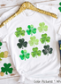 Monogram Watercolor Shamrocks St Patricks Day Tee