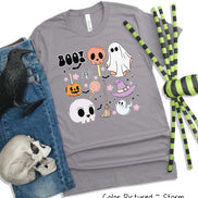 Retro Cute Boo Skull Halloween Tee