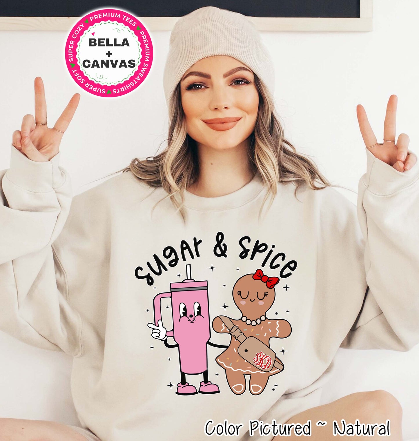 Monogram Bougie Sugar & Spice Tumbler & Gingerbread Christmas Tee or Sweatshirt