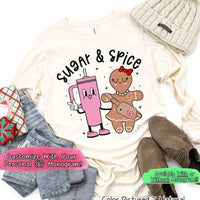 Monogram Bougie Sugar & Spice Tumbler & Gingerbread Christmas Tee or Sweatshirt