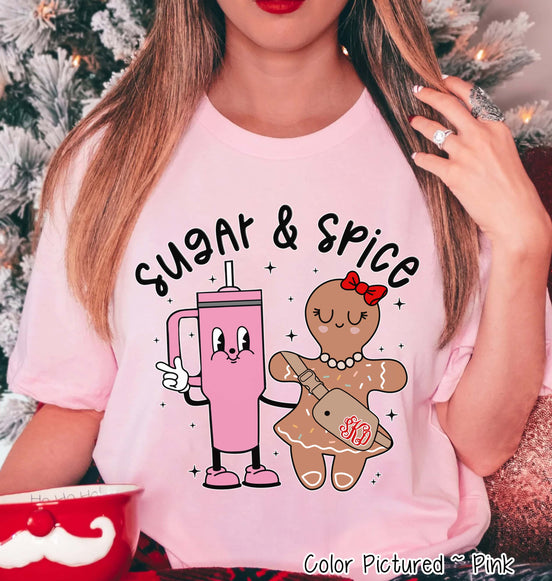 Monogram Bougie Sugar & Spice Tumbler & Gingerbread Christmas Tee or Sweatshirt