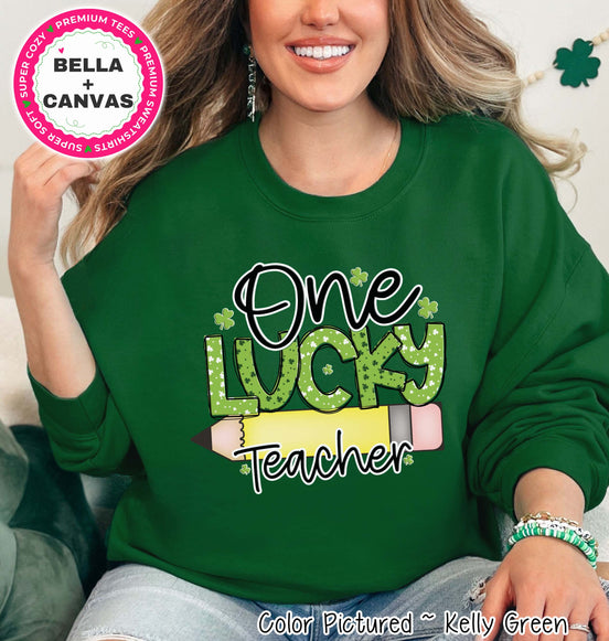 One Lucky Teacher Pencil St Patricks Day Tee or Sweatshirt