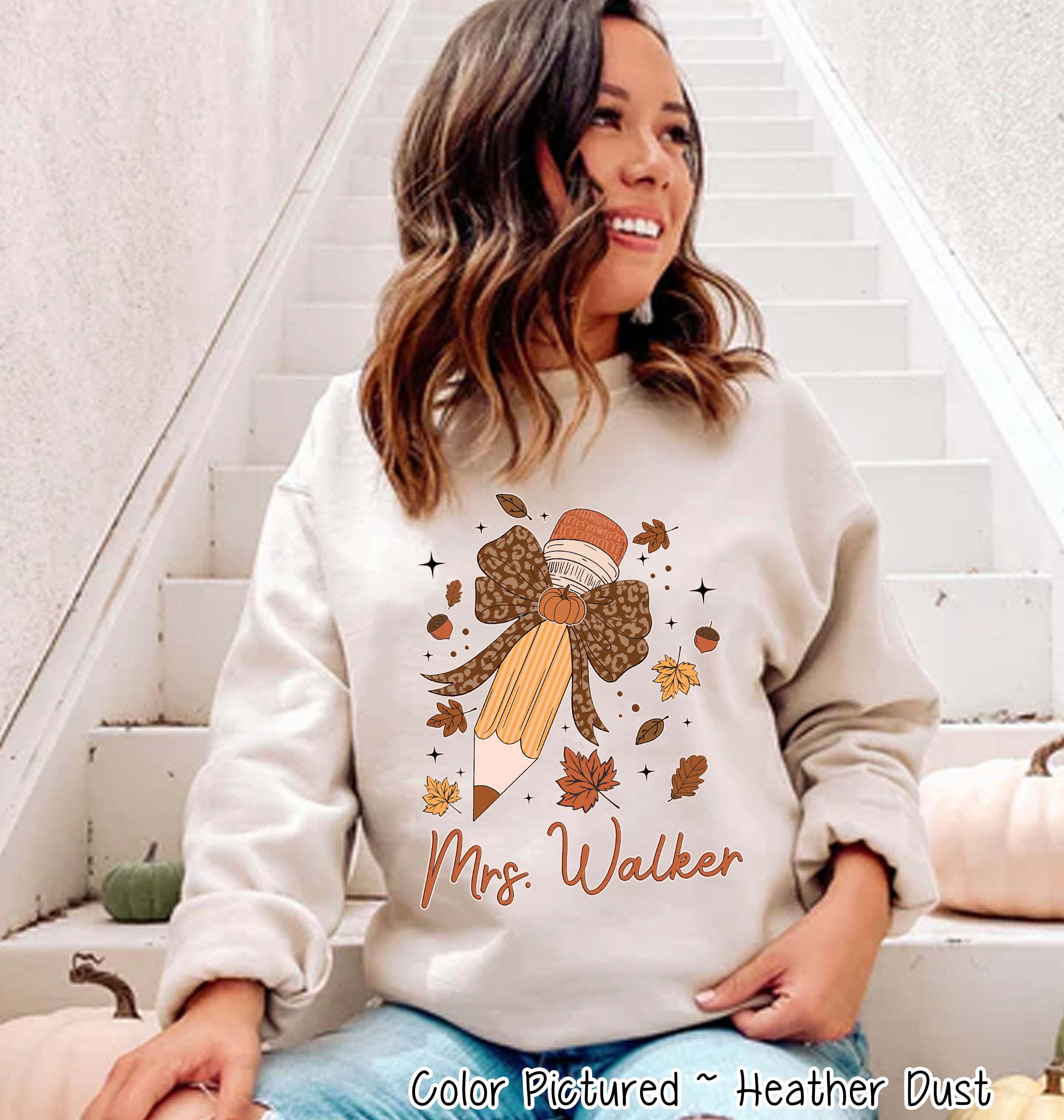 Personalized Teacher Fall Pencil Sweatshirt or Tee