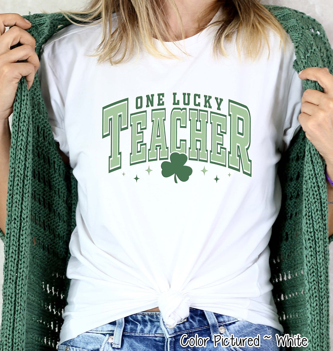 Retro One Lucky Teacher St Patricks Day Tee or Sweatshirt