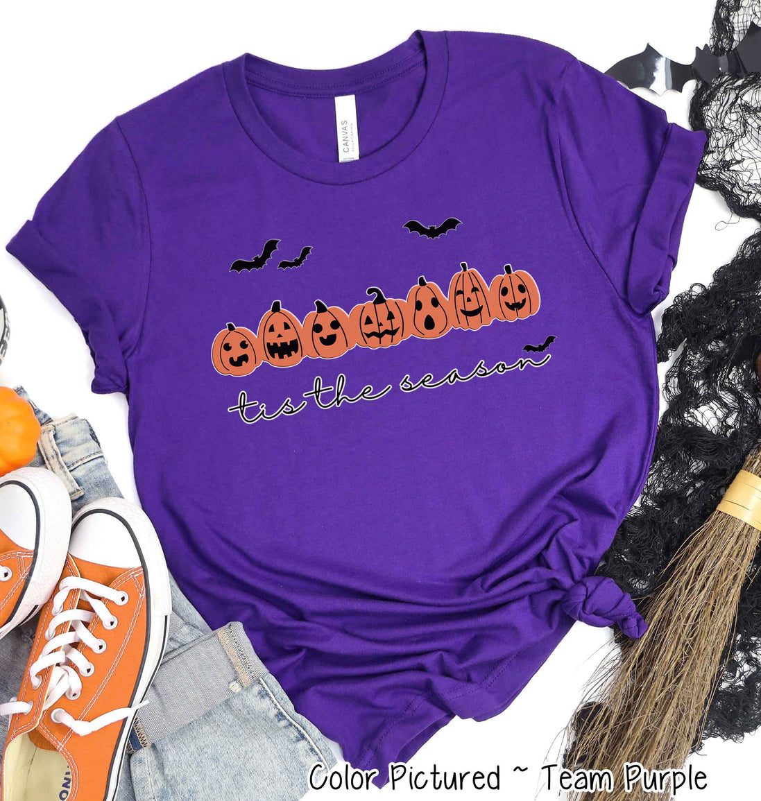 Tis The Season Pumpkin Line Halloween Tee