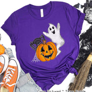 Pumpkin Ghost and Spider Halloween Tee