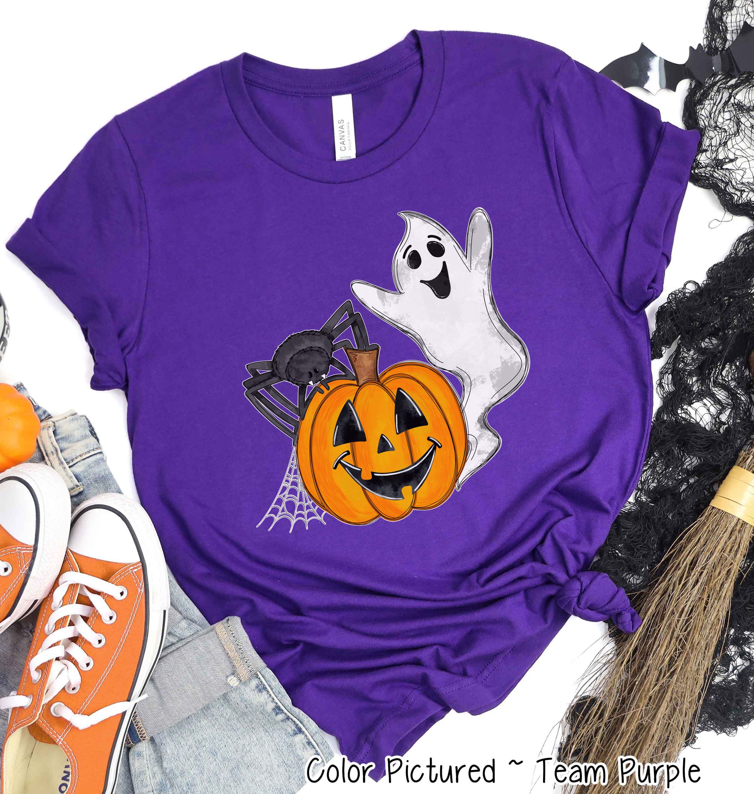 Pumpkin Ghost and Spider Halloween Tee