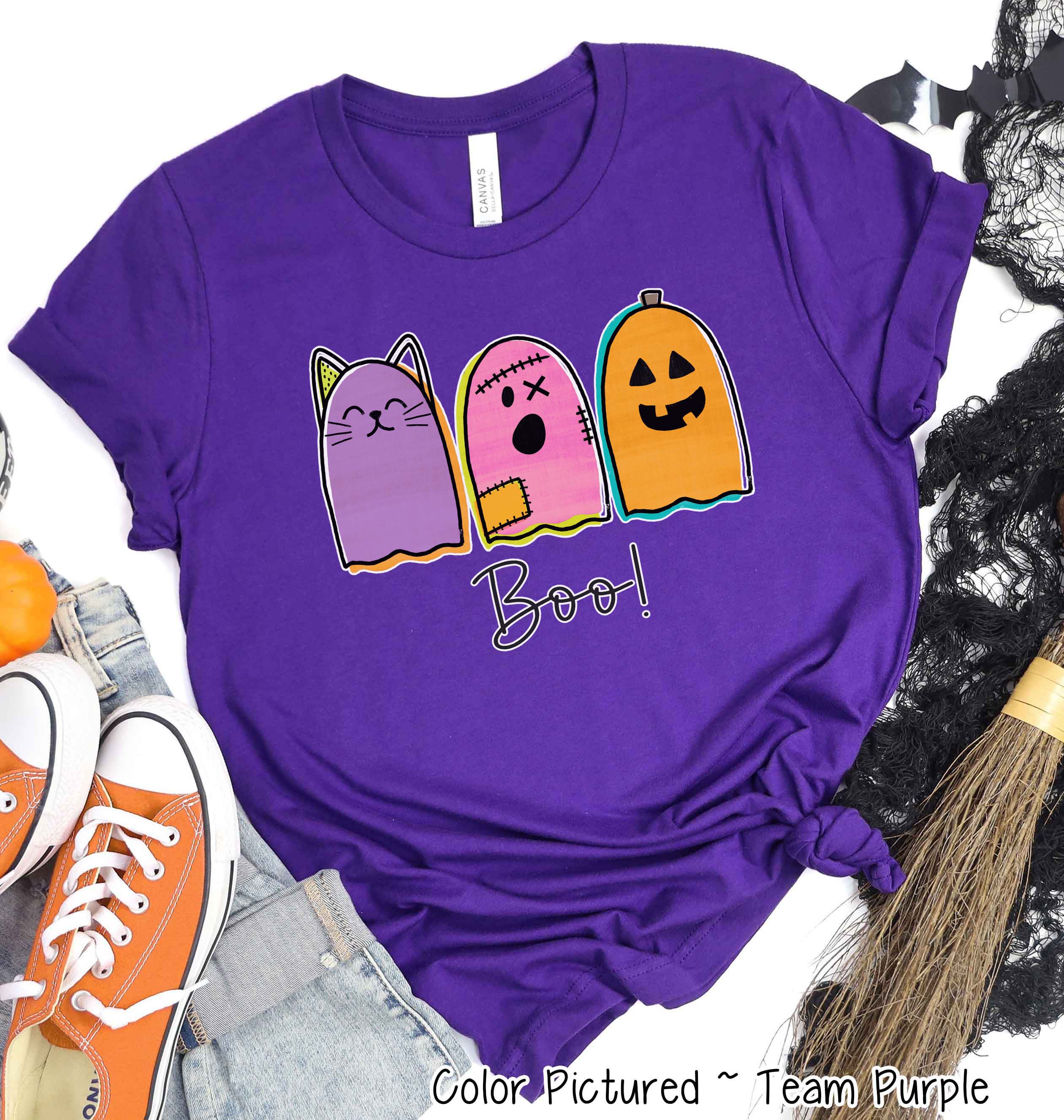 Ghost Trio Cat Pumpkin Halloween Tee
