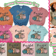 Personalized Thankful Pumpkin Trio Fall Thanksgiving Tee