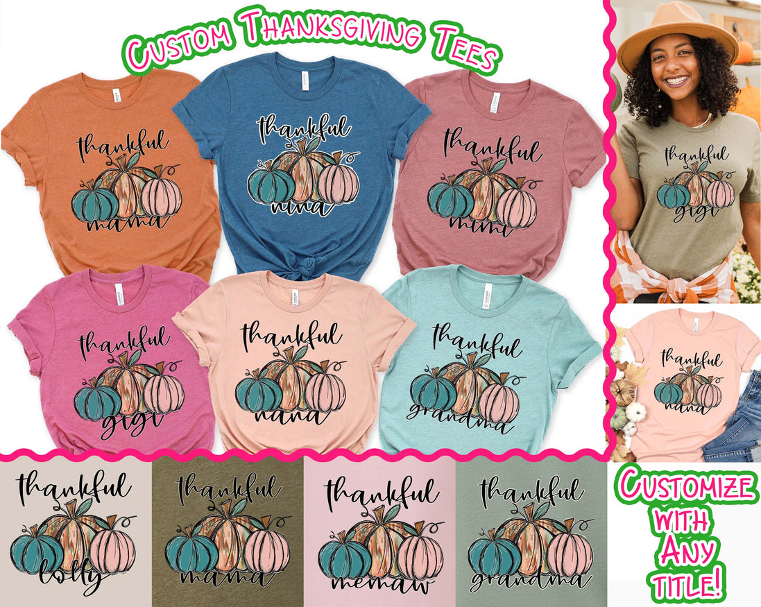 Personalized Thankful Pumpkin Trio Fall Thanksgiving Tee