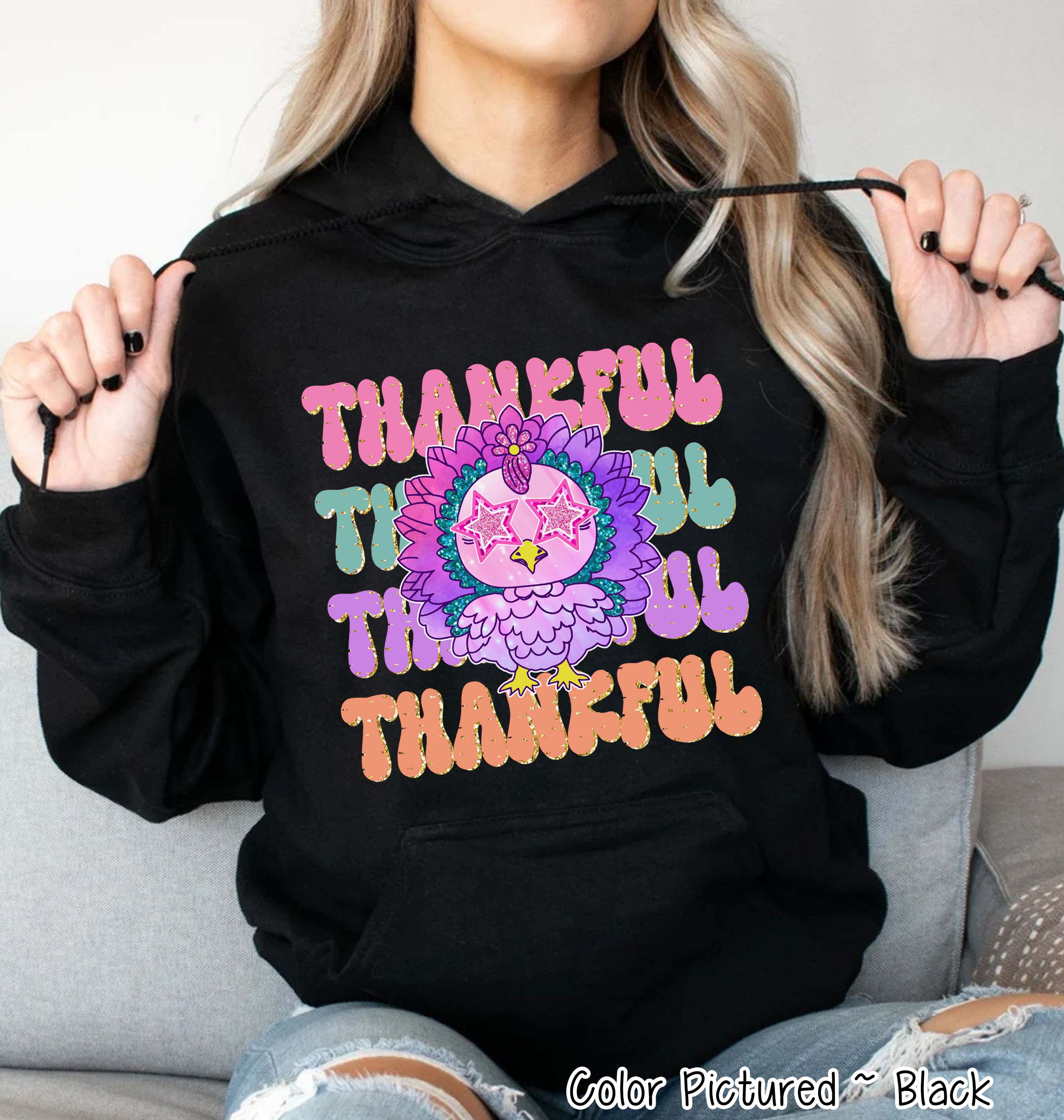 Preppy Pink Star Eyes Thanksgiving Sweatshirt or Tee