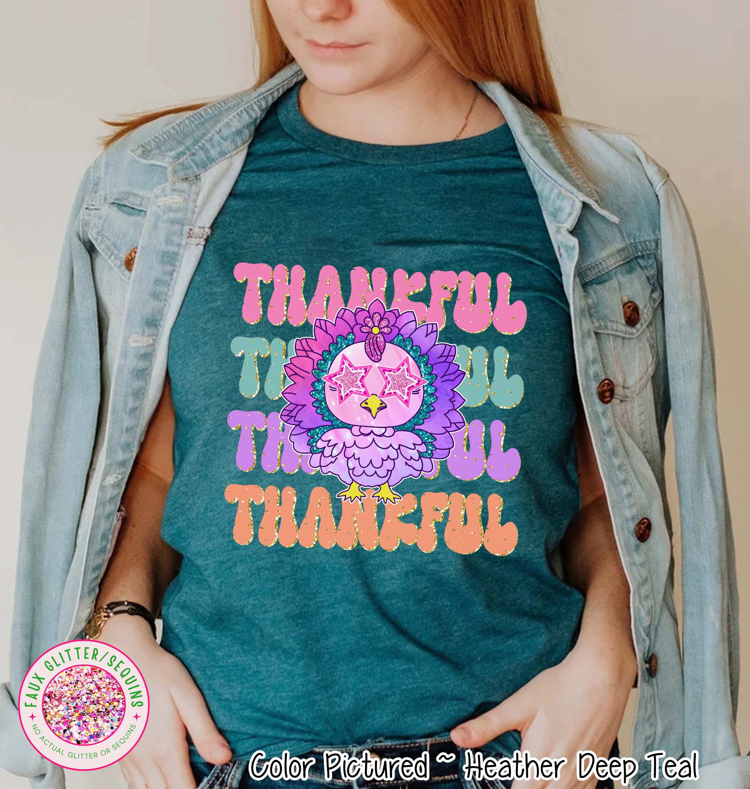 Preppy Pink Star Eyes Thanksgiving Sweatshirt or Tee