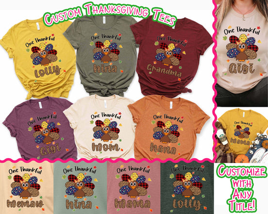 Personalized Thankful Turkey Fall Thanksgiving Tee