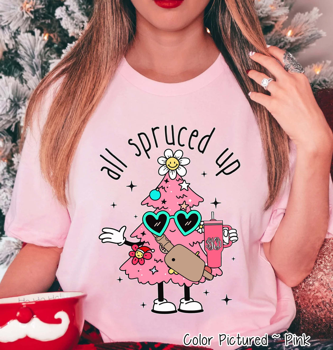 Monogram Bougie All Spruced Up Christmas Tree Tee or Sweatshirt